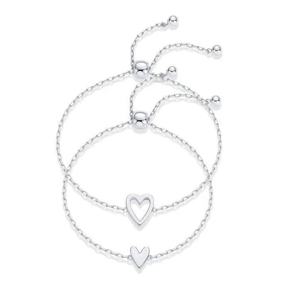 Set de Pulseras Corazones Inseparables 💕Oro y Plata Laminado 14K