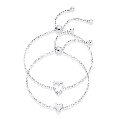 Set de Pulseras Corazones Inseparables 💕Oro y Plata Laminado 14K