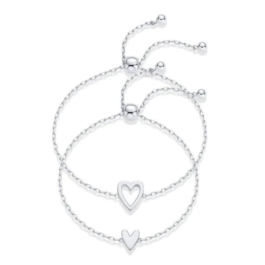 Set de Pulseras Corazones Inseparables 💕Oro y Plata Laminado 14K