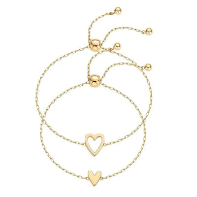 Set de Pulseras Corazones Inseparables 💕Oro y Plata Laminado 14K
